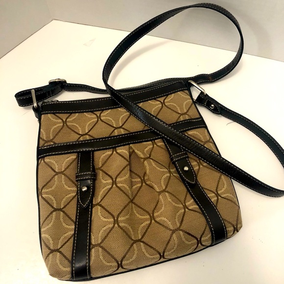 Nine West Bags Nine West Tan And Brown Canvas With Leather
